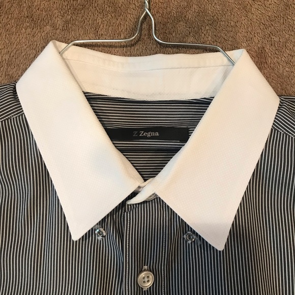 Zegna Men’s Pinstripe Dress Shirt - Picture 1 of 6